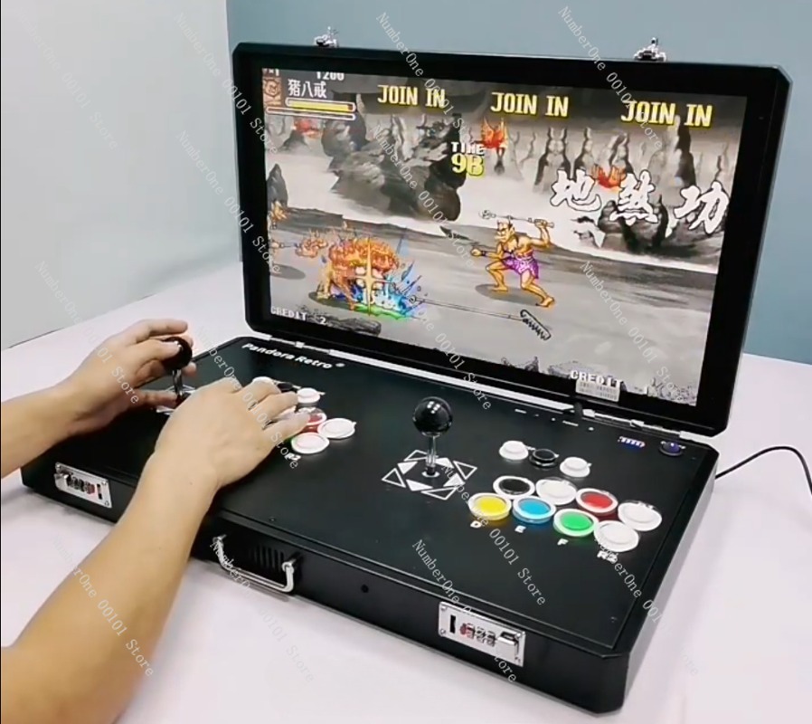 Arcade Game Jackpot - เครื่องเล่นเกมอาร์เคดแบบพกพา สไตล์เรโทร พร้อมจอยสติ๊กคู่ในตัว รองรับเกมต่อสู้ มีเกมในตัวและสามารถเชื่อมต่อทีวีได้ ของเล่นพกพา